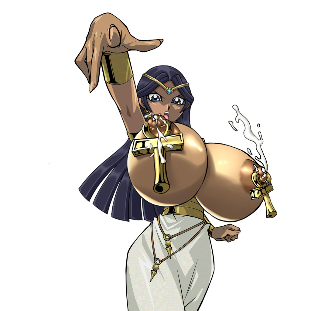 big_breasts bimbo black_hair breasts dark-skinned_female dark_skin gigantic_breasts huge_breasts huge_nipples hyper_breasts ishizu_ishtar isis_ishtar lactation large_breasts long_hair milk nipple_piercing nipples piercing topless yu-gi-oh! yu-gi-oh!_duel_monsters