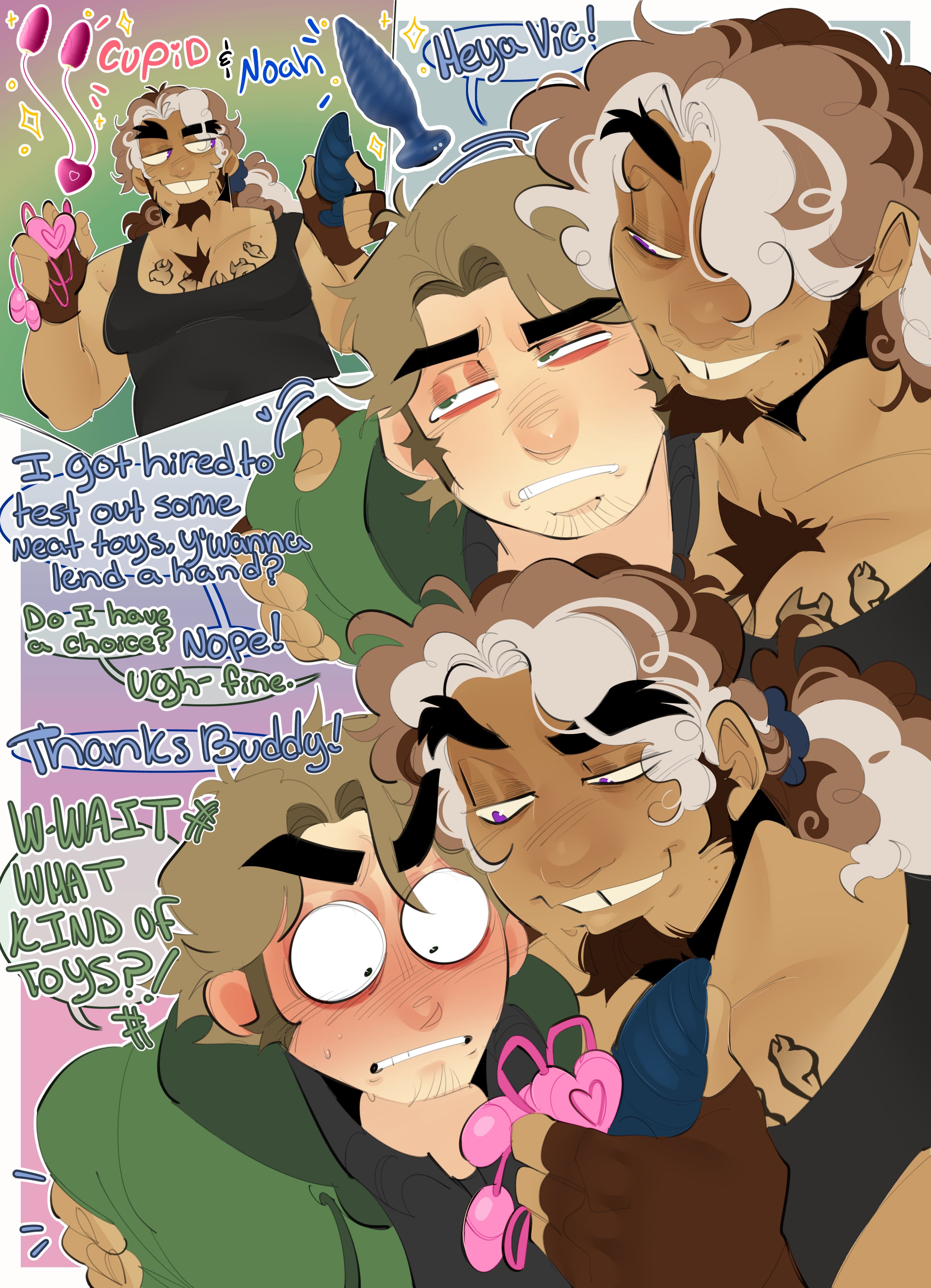 2boys, bara, barazoku, bileshroom, blush, blush lines, buttplug, comic, dominant, dominant male, gay, gay domination, gay male, gay sex, imminent sex, male/male, maledom, malesub, purpleverse, submissive, submissive male, tate frost, vibrator, vic porter, yaoi