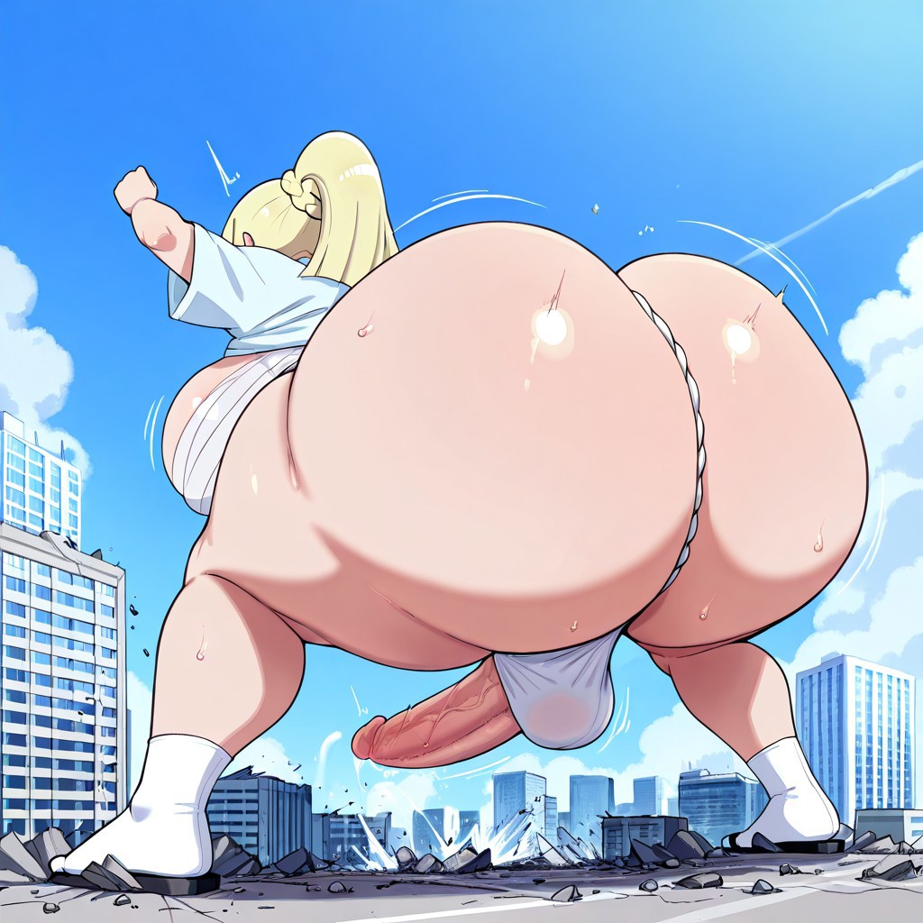 1futa ai_generated ass ass ass_jiggle ass_shake ass_wobble assquake big_ass big_breasts big_butt breasts city_destruction debris destruction earthquake erection falling_debris falling_rocks fundoshi fundoshi_futanari fundoshilover101 futanari game_freak giantess happi_(clothing) huge_ass huge_breasts huge_butt lillie_(pokemon) loincloth nintendo pokemon sarashi tabi_socks twerking yamathegod_(style)