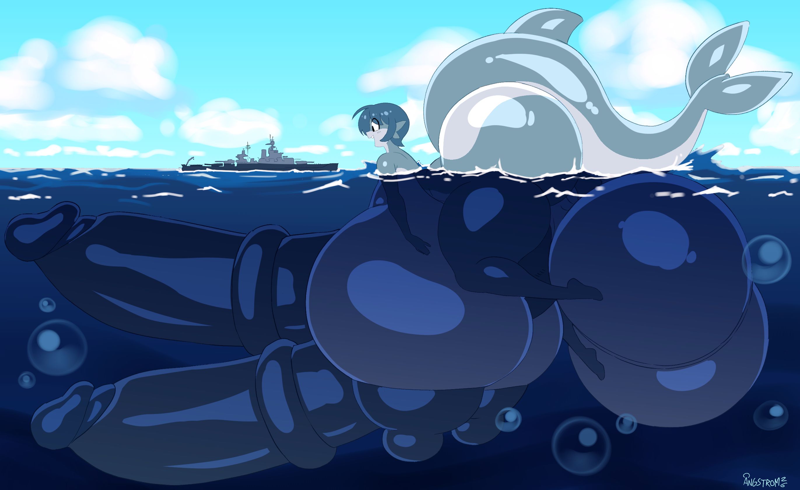angstrom, anthro, balls, boobs, diphallism, futanari, huge balls, huge breasts, huge cock, hyper, hyper balls, hyper breasts, hyper penis, macro, multiple penises, original character, penis, shark girl