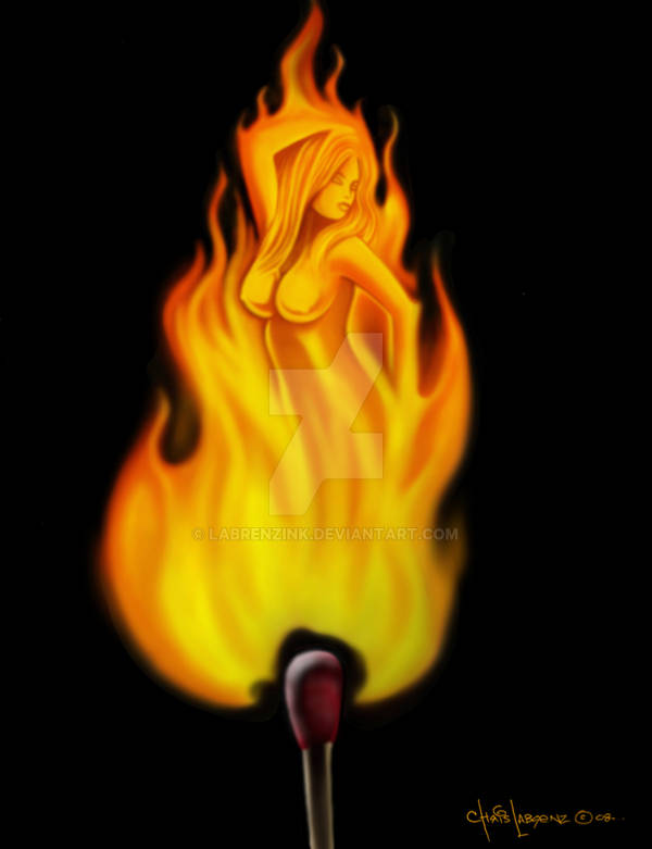 2008 deviantart digital_painting_(artwork) fire_girl labrenzink medium_breasts pinupgirl sexy_female