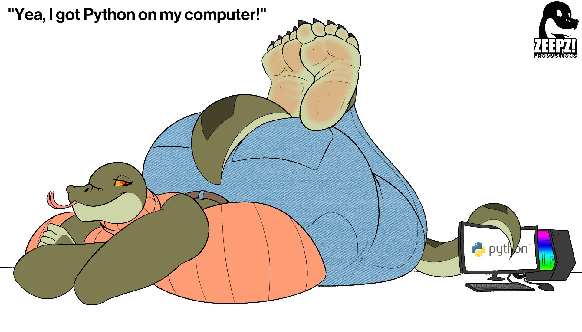 1girls, 2d, barefoot, breasts, clothed, clothed female clothed male, clothes male clothed female, dirty feet, feet, feet focus, feet together, feet up, female, female focus, female only, foot fetish, foot focus, full color, fully clothed, huge ass, huge breasts, in the pose, lying, lying down, lying on floor, lying on ground, margret stalizburg, mother, no penetration, scales, scalie, scalie female, scalie humanoid, scalie only, snake, snake girl, sole female, soles, soles female, soles fetish, solo, solo female, solo focus, son, tail, voluptuous, voluptuous female, zp92