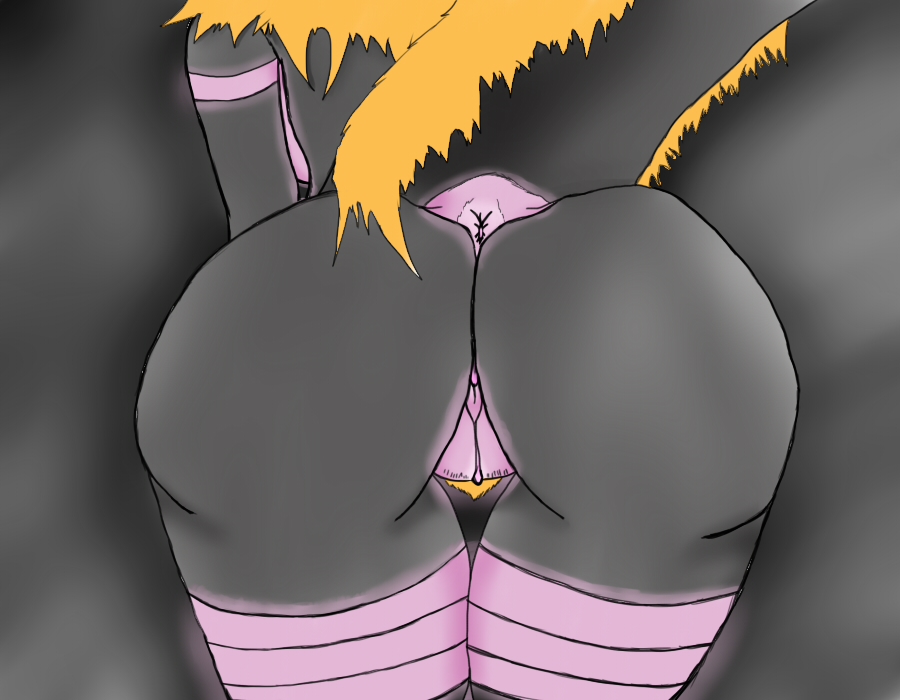 alien anthro anus apple_butt arched_back ass ass_focus back_view female fish from_behind glowing hybrid kurosilverfang marine pubic_hair pussy raised_tail shark solo uncensored