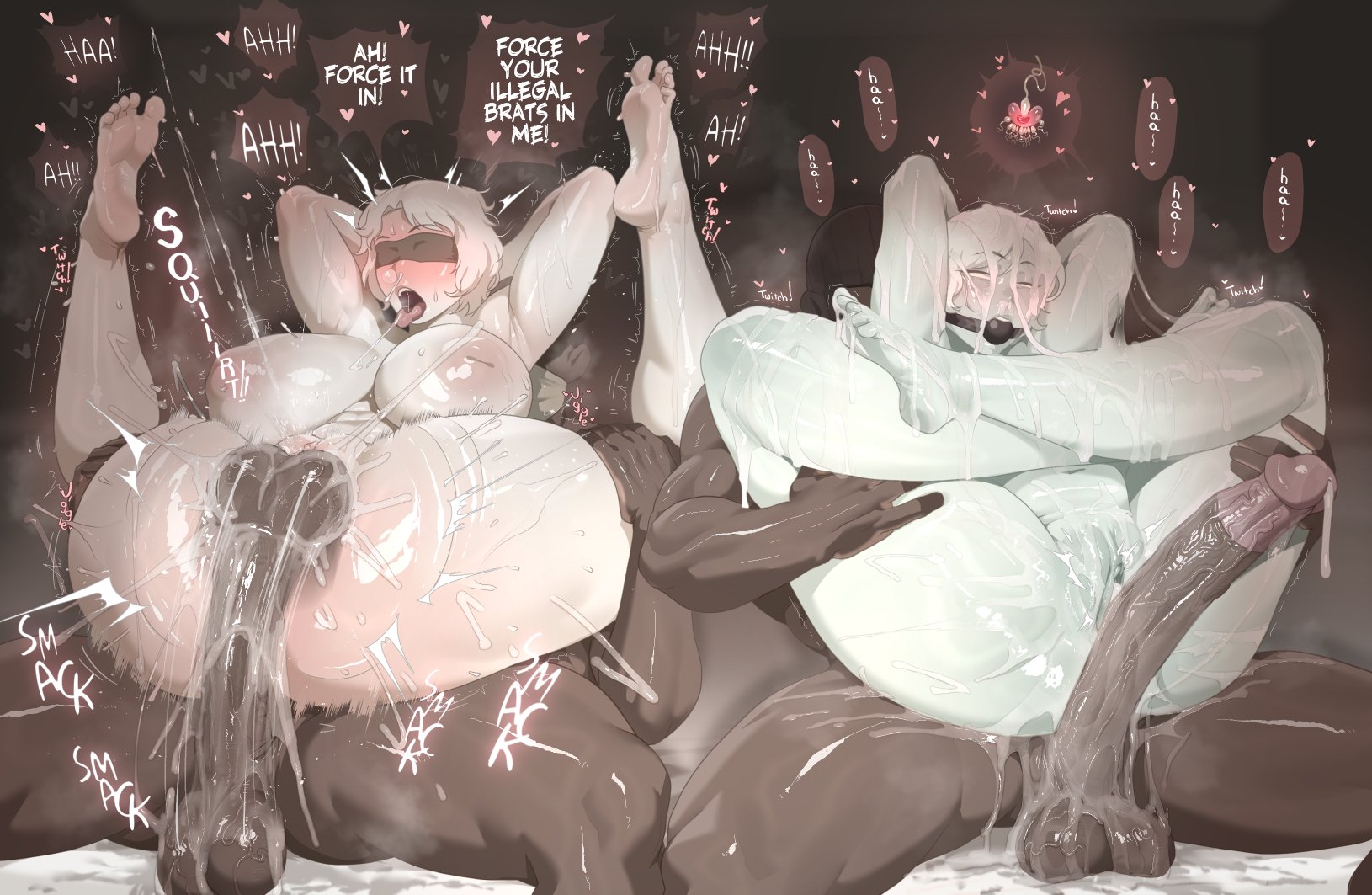 2025, 2boys, 2d, 2girls, ball gag, balls, balls deep, big breasts, big penis, breasts, brown theme, chubby, chubby female, creampie, cum, cum in pussy, cum inside, cum leaking out of pussy, dark skin, dark-skinned male, dialogue, duplicate, english text, female, femsub, fine art parody, fucked senseless, fucked silly, full nelson, green skin, green-skinned female, hi res, high resolution, higher resolution available, highres, huge ass, huge breasts, huge cock, huge penis, human, human dominating, human dominating humanoid, humanoid, impregnation, interracial, interracial sex, inverted nipples, lady justice, lady justice (statue), lady liberty, large penis, leaking cum, light skin, light-skinned female, male, maledom, motion blur, motion lines, ovum, pale skin, pale-skinned female, penis, personification, pussy, raceplay, rape, real life, sex, society, soraoraora, sperm, sperm meets ovum, squirting, statue, statue of justice, statue of liberty, text, thick thighs, veiny penis, x-ray