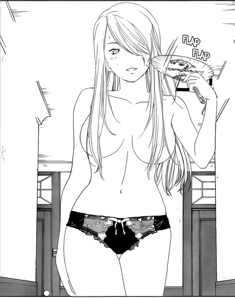 1girls big_breasts breasts female fujishima_kousuke hair long_hair monochrome paradise_residence solo stephany topless