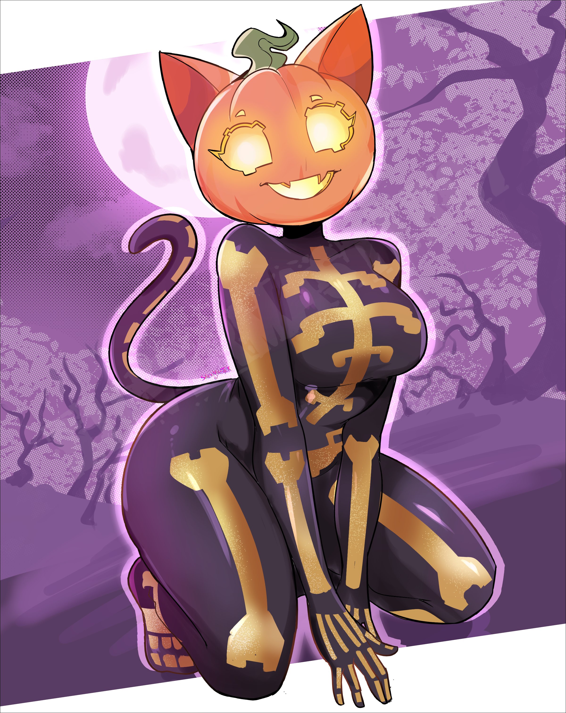 1girls, anthro, ass, big ass, big breasts, big thighs, breasts, cat ears, cat girl, cat tail, catgirl, female, female focus, female only, fortnite, fortnitemares, gigantic ass, gigantic breasts, gigantic thighs, halloween, huge ass, huge thighs, hyper, hyper ass, hyper thighs, looking at viewer, pumpkin, pumpkin head, silvermaster67, skinsuit, spice (fortnite), thick thighs, thighs, voluptuous, voluptuous female