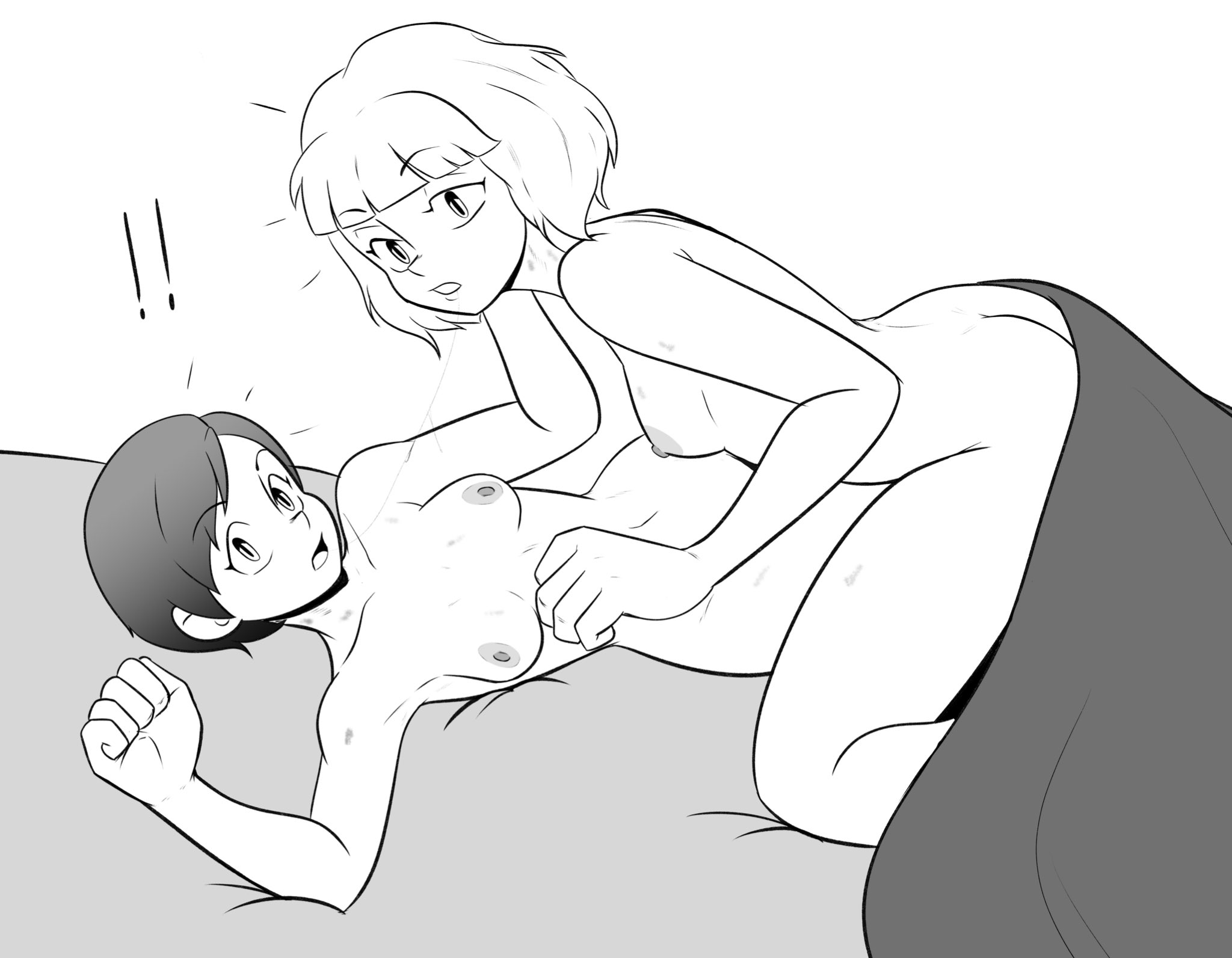 2girls, ass, blanket, breasts, completely nude, female, female only, female/female, klassyarts (artist), lesbian, lesbian sex, nipples, nude, sabine wren, shin hati, small breasts, star wars, star wars rebels, star wars: ahsoka, under blanket, yuri