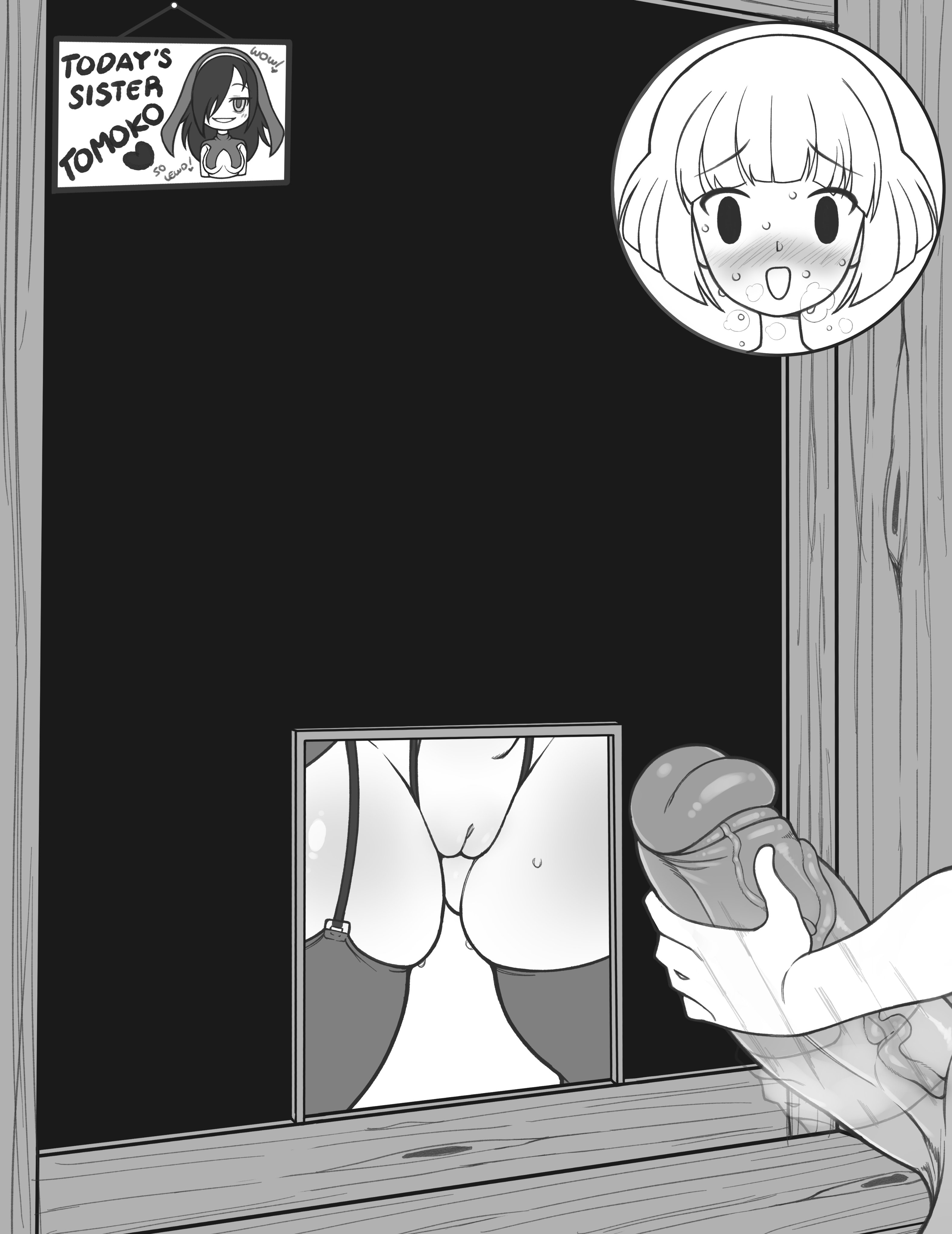 1futa, 1girls, big thighs, blush, confession box, female, futanari, intersex, kuroki tomoko, masturbation, nun, nun outfit, penis, pussy, shaved pussy, shiny skin, stockings, thanuki, thanukiart, uchi emiri, watashi ga motenai no wa dou kangaetemo omaera ga warui!