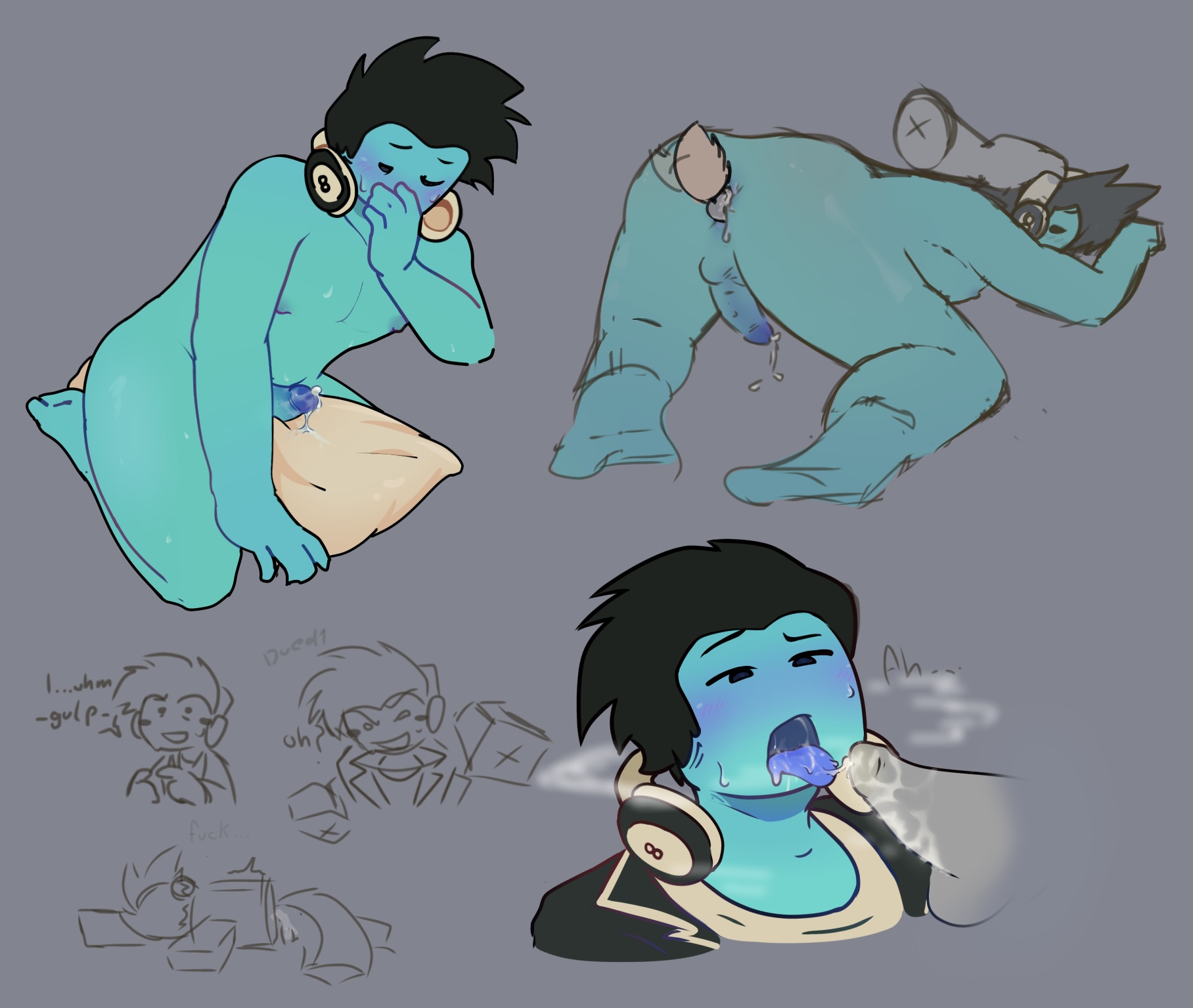 anal, balls, black hair, blue skin, blush, cum, dued1, gay, male, penis, pillow humping, roblox, roblox avatar, roblox developer, robloxian, rubbing, self upload, simple background, smile, submissive male, tagme, tagme (artist)