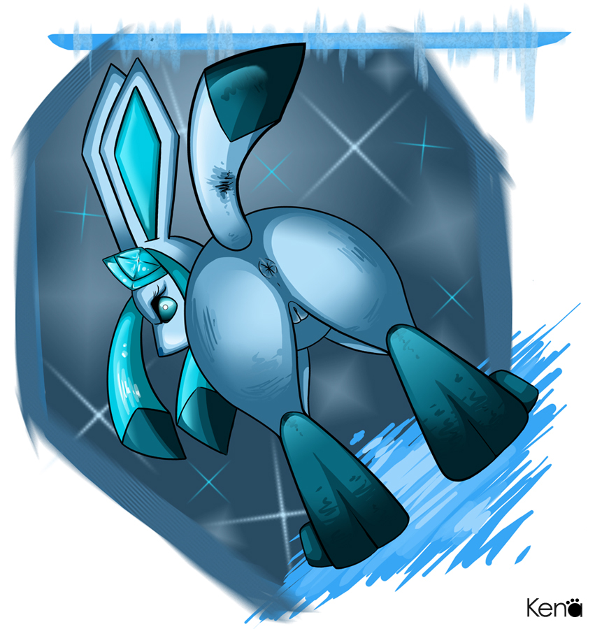 anus ass eeveelution female glaceon kena looking_at_viewer looking_back nintendo pokemon pokemon_(species) presenting presenting_hindquarters pussy raised_tail signature solo video_games