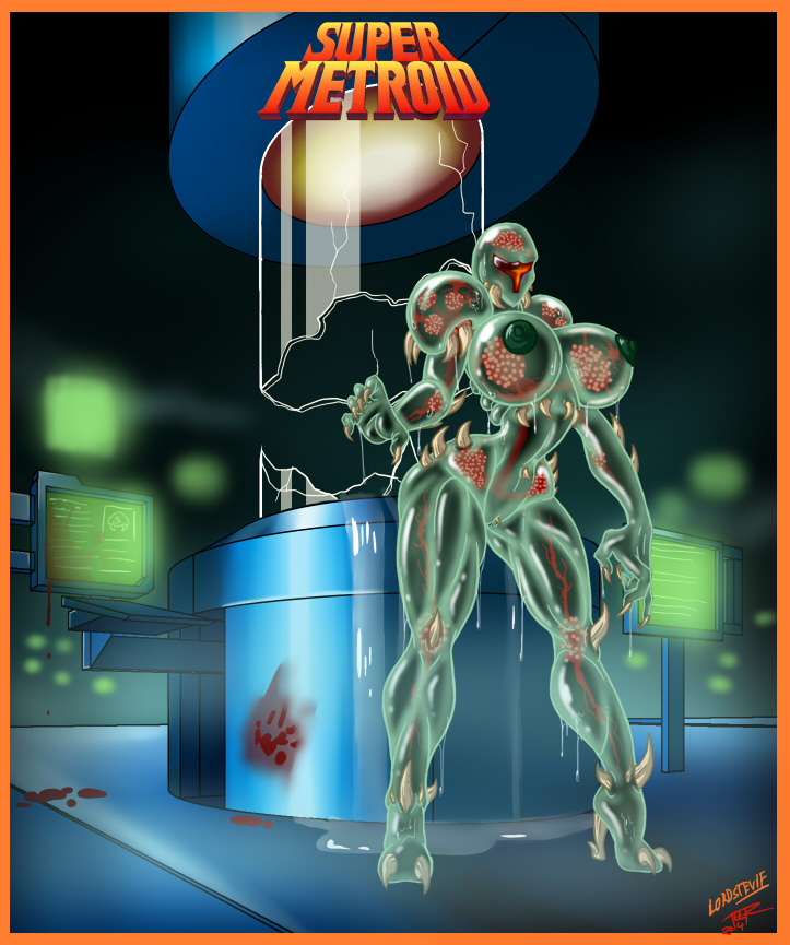 1girls, alien, areola, breasts, erect nipples, female, heels, huge areolae, huge breasts, huge nipples, humanoid, large areolae, large breasts, large nipples, lordstevie, metroid, metroid (creature), monster, monster girl, muscular, muscular female, nintendo, nipples, perky breasts, pose, puffy areola, samus aran, sharp claws, small waist, solo, spikes, text, translucent