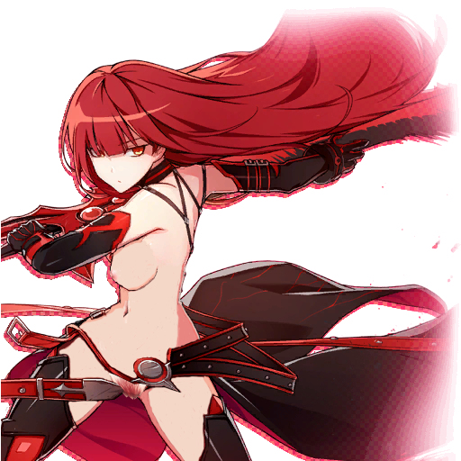 1girls artist_request bloody_queen_(elsword) breasts edit edited elesis_(elsword) elesis_sieghart elsword female female_only hime_cut nude_filter red_eyes red_hair solo