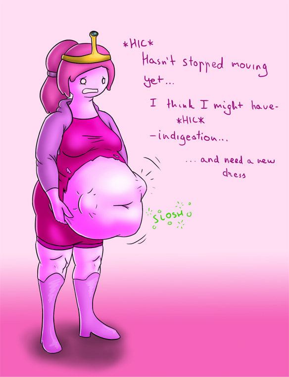 adventure_time belly big_belly bleedingstalker bulge female pink_hair pink_skin princess_bubblegum vore