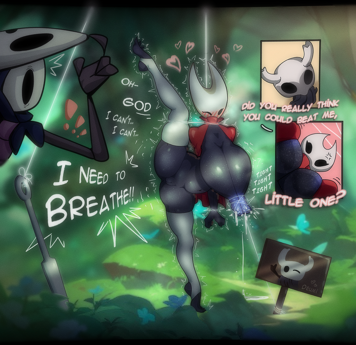 asphyxiation, big breasts, blush, bondage, defeated, deumy, exposed pussy, femsub, hollow knight, hollow knight: silksong, hornet (hollow knight), humiliated, humiliating, humiliation, inminent rape, inminent sex, lactation, milking, milking breasts, spread legs, submissive female, tied, tied arms, tied legs