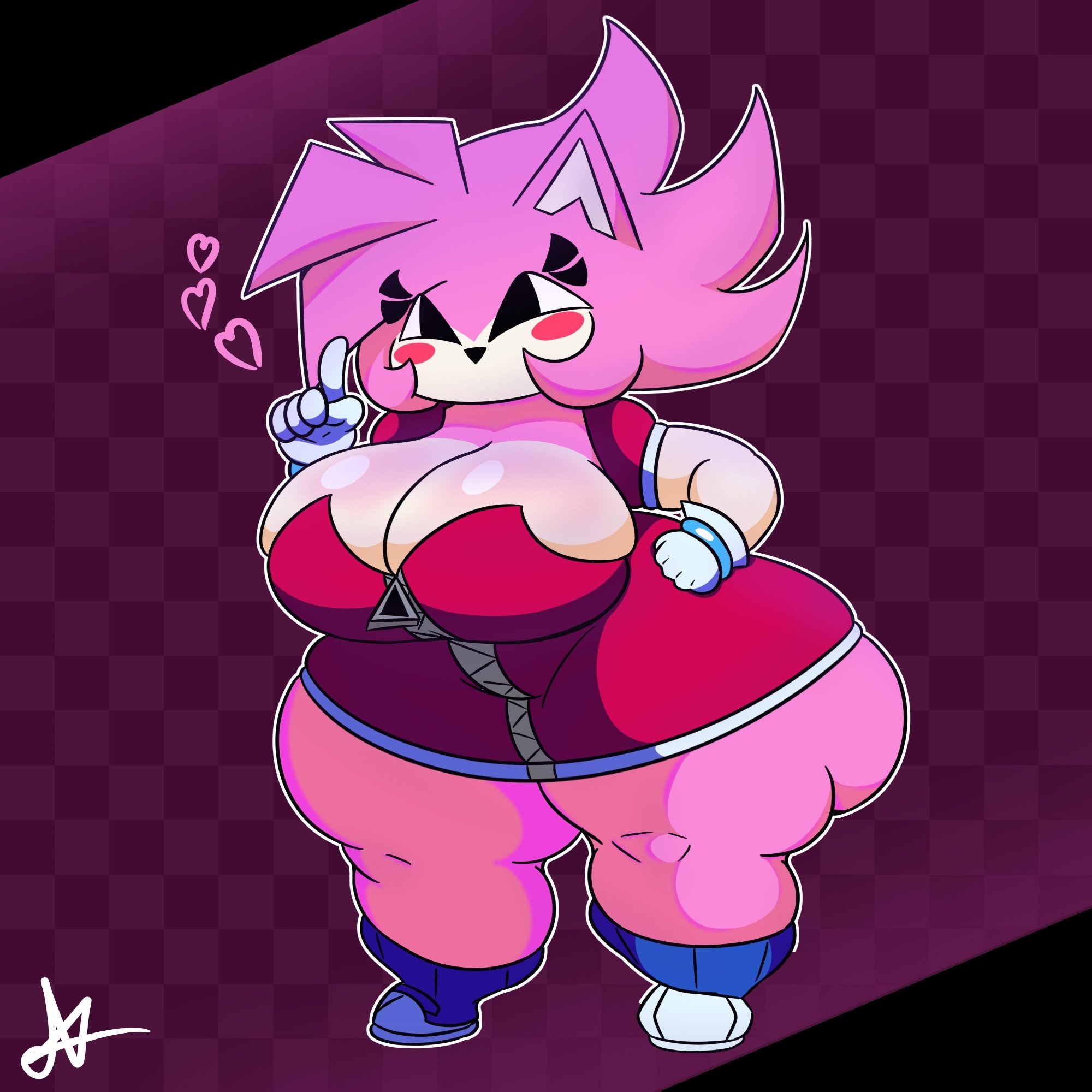 1female, 1girls, 2d, 2d (artwork), 2d artwork, anthro, anthro female, anthro only, artist signature, big breasts, black eyes, breasts, busty, busty female, cleavage, color, creepypasta, cute, cute face, cute female, digital drawing (artwork), digital media (artwork), female, furry, furry female, furry only, gloves, hands on hips, heart, heart symbol, hedgehog, hedgehog girl, hips, huge breasts, malware amy, mouthless, nitnat, no mouth, outcome memories, pink body, pink hair, rosy cheeks, sega, shiny, shiny breasts, shiny skin, shortstack, simple background, solo, solo female, solo focus, sonic (series), sonic the hedgehog (series), sonic.exe (series), thick, thick ass, thick legs, thick thighs, thunder thighs, twitter link, white gloves, wide hips