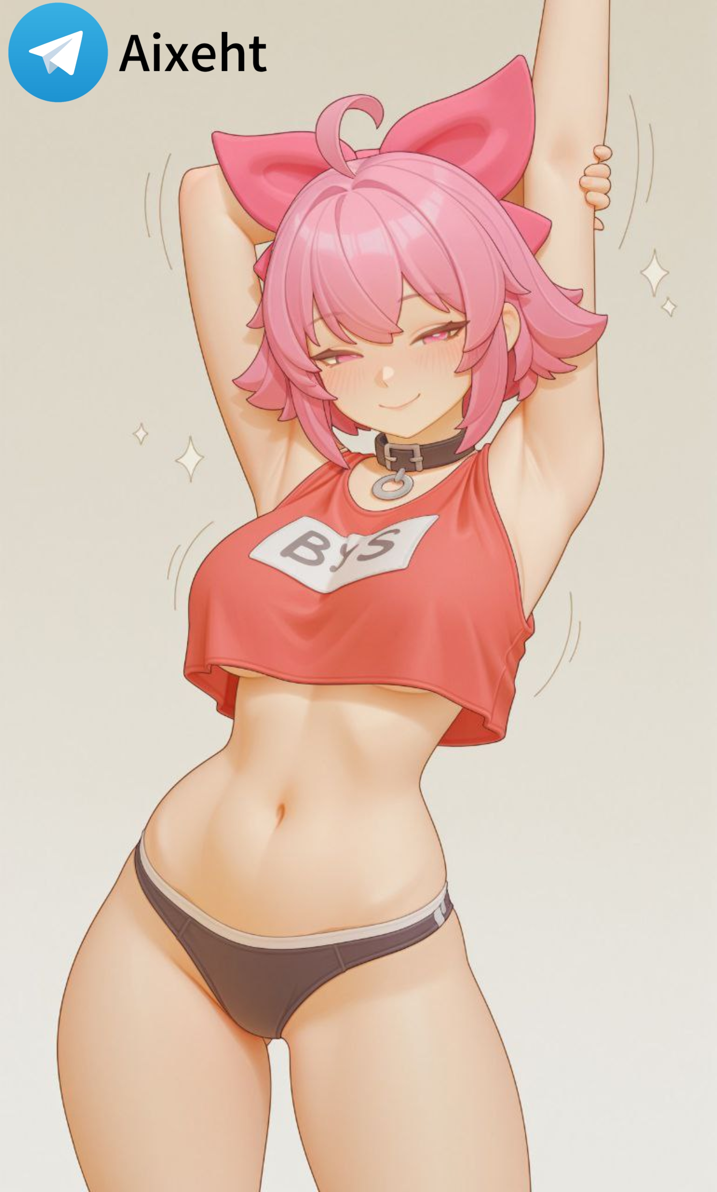 ai generated, brawl stars, breasts, crop top, crop top overhang, female, medium breasts, melodie (brawl stars), midriff, panties, searching