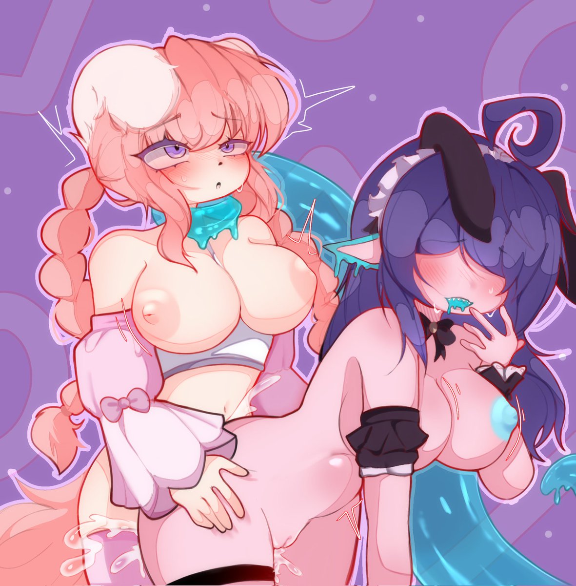 2girls, big tits, female, futanari, gacha, intersex, mr three z, suffocation, tagme, tentacle, yuri