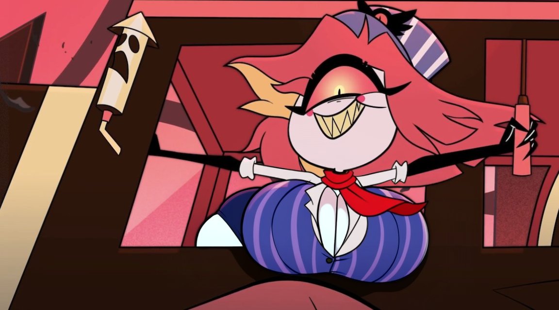 ai edit, ai generated, ass, bigger & better, breasts, cleavage, clothed, edit, edited, female, female only, hazbin hotel, huge ass, huge breasts, niffty, revealing clothes, screenshot edit, shortstack, sideass