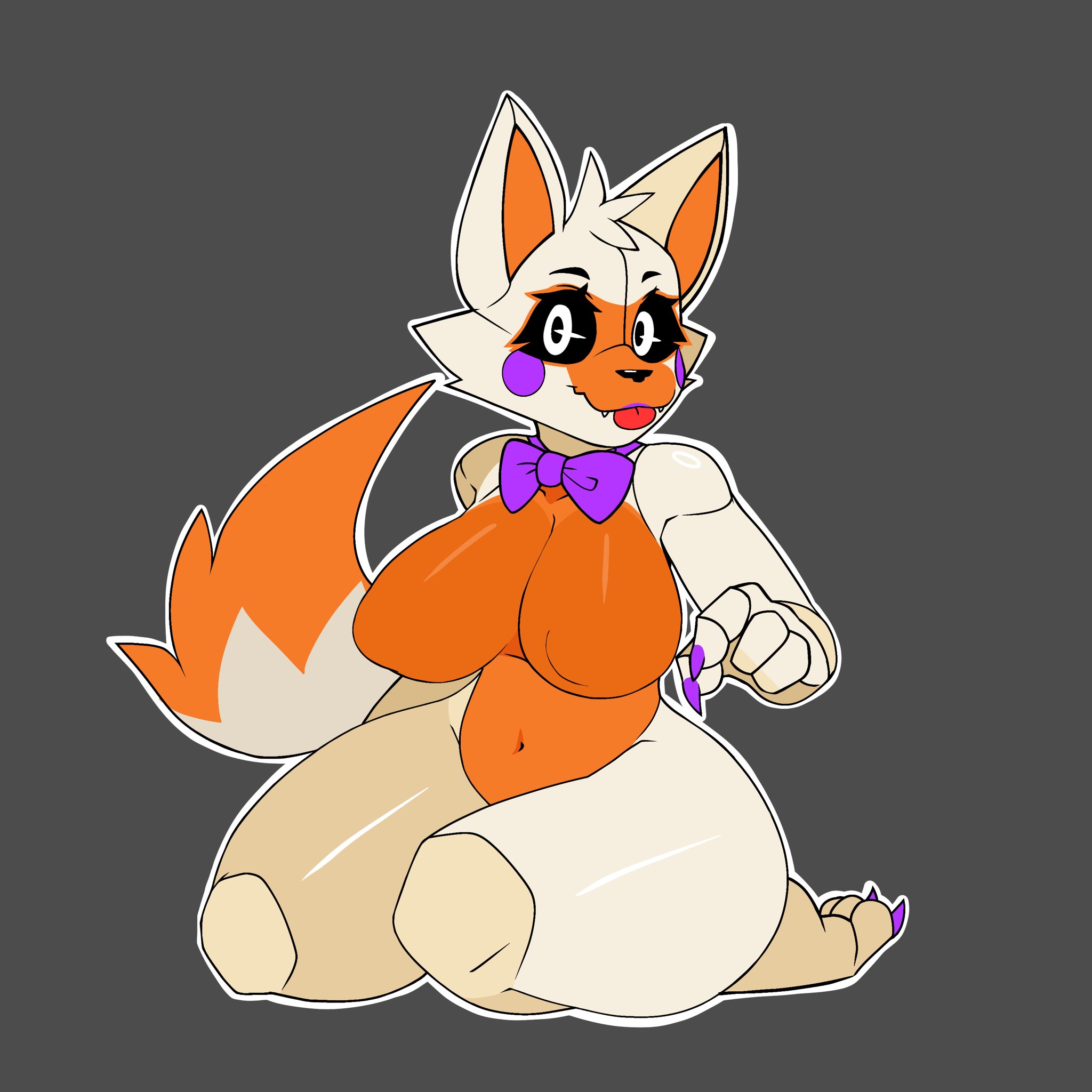 blep, breasts, cute, female, five nights at freddy's, fnaf, furry, lolbit (fnaf), ryuuuk1, solo, solo female, thick thighs, thighs