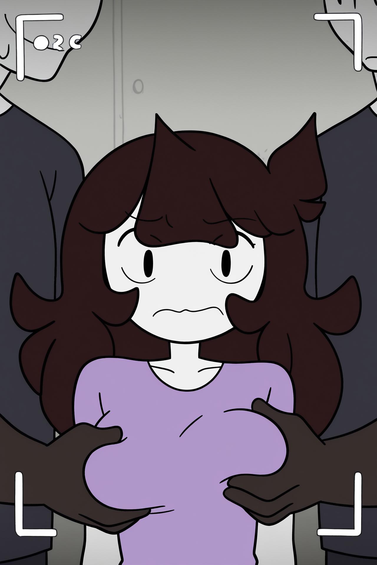 ai generated, breasts, dirtmaster, female, filming, grabbing, grabbing breasts, groping, groping breasts, imminent rape, jaiden animations, jaidenanimations, molestation, nervous, surrounded by men, youtube, youtuber