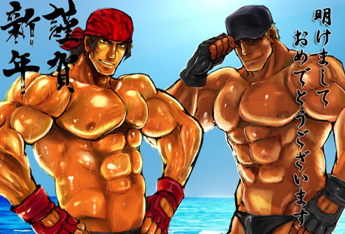 clark_still fingerless_gloves ikari_warriors king_of_fighters male_only ralf_jones waribashi