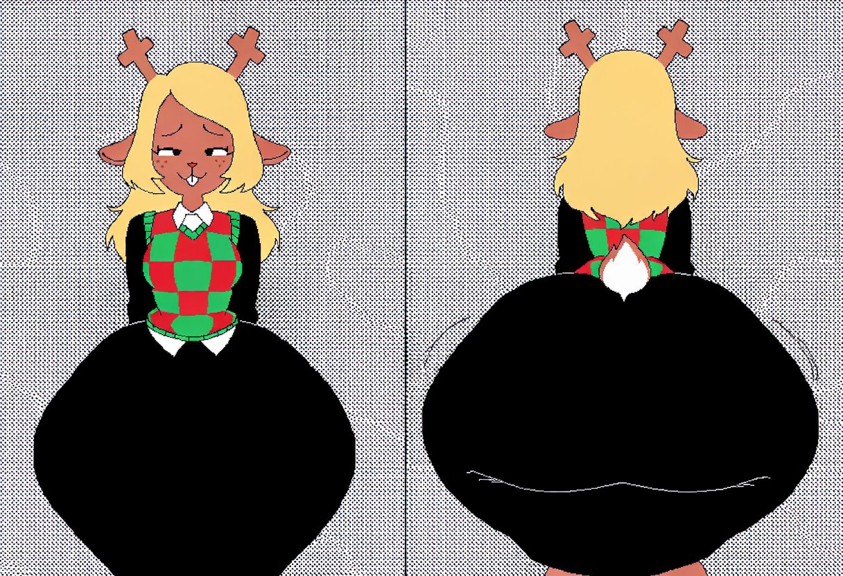 artist request, ass, back view, big ass, big butt, big hips, buckteeth, butt, deer, deer girl, deltarune, dumptruck ass, front view, gigantic ass, huge ass, large ass, large butt, massive ass, noelle (deltarune), noelle holiday, reindeer, reindeer antlers, tagme, tagme (artist), thick thighs, wide hips