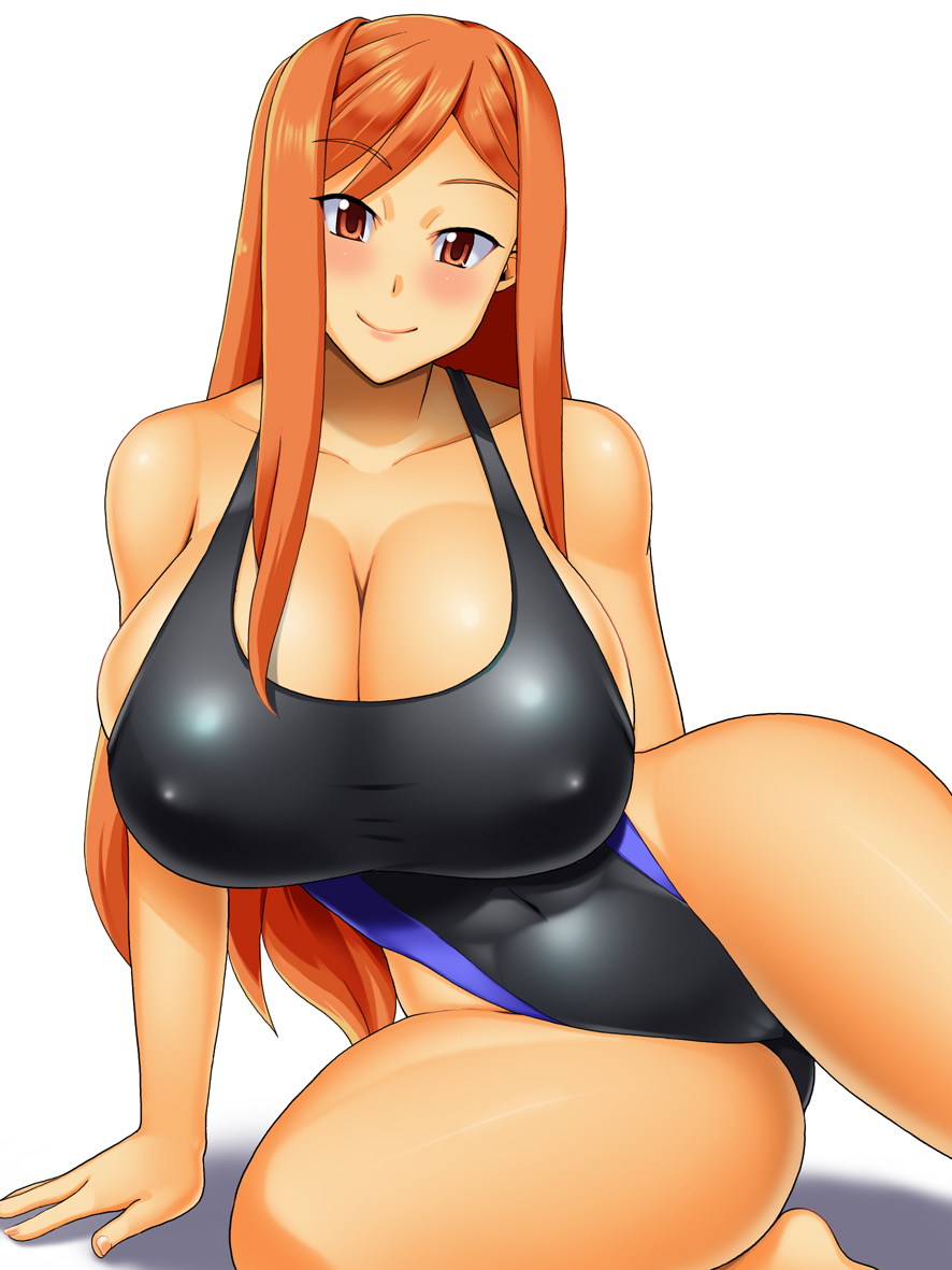 breasts, dragon's crown, female, large breasts, red hair, sorceress (dragon's crown), swimsuit, thick thighs, wide hips