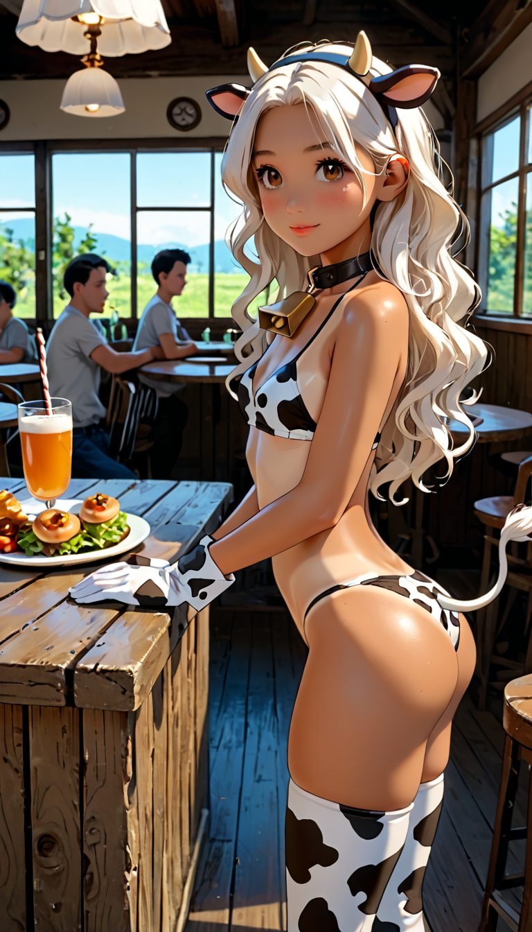 ai_generated before_anal before_oral before_rape before_sex cow_ears cow_girl cow_horns cow_print cowbell cowgirl_natalia original_character pose posing sweat sweatdrop sweating tan tan_body tan_skin tanline terror139 zelfara_restaurant_girls