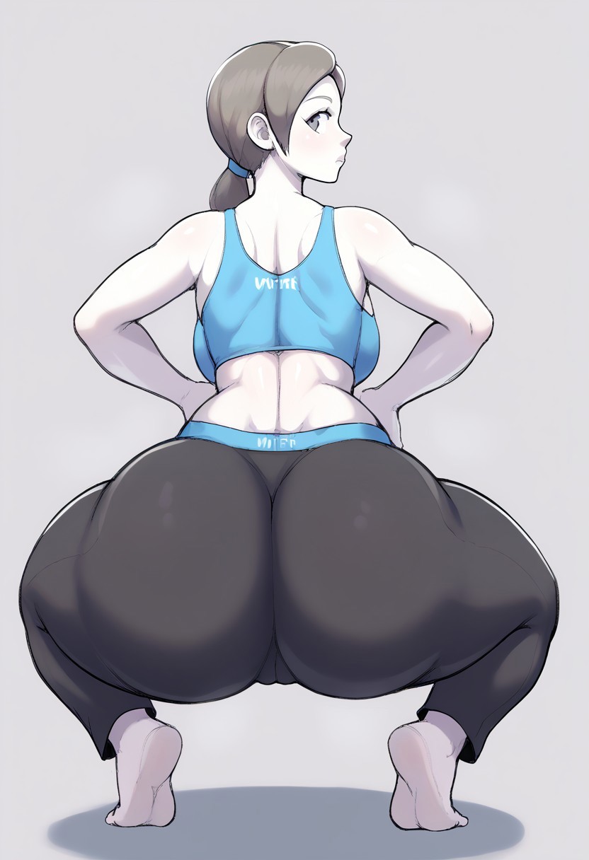 ai_generated big_ass big_breasts bottom_heavy gvukub huge_ass nintendo squatting thick_thighs wide_hips wii_fit wii_fit_trainer