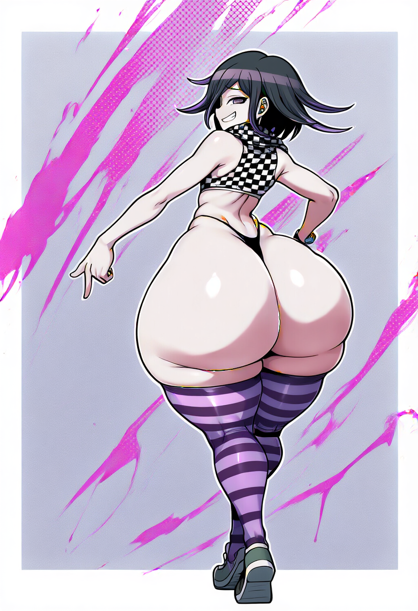 ai_generated cow-ede_akamatsu danganronpa danganronpa_v3 femboy gigantic_ass high_socks huge_ass ouma_kokichi smug solo tagme thong