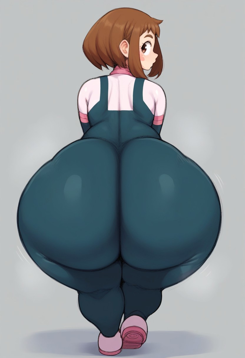 ai generated, ass, big ass, bottom heavy, female, gigantic ass, gvukub, huge ass, my hero academia, ochako uraraka, thick thighs, wide hips