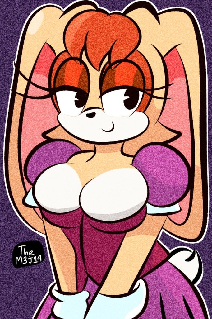 2024 anthro black_eyes breast_squeeze breasts bunny_ears bunny_girl cleavage diego_mejia dress eyelashes female female_only gloves pac-man_eyes rabbit sega solo solo_female sonic_(series) tail tight_clothing vanilla_the_rabbit