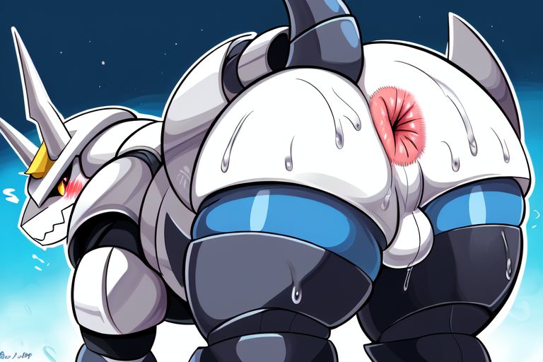 aggron ai_generated ass balls gay male male_only sweating tight_anus