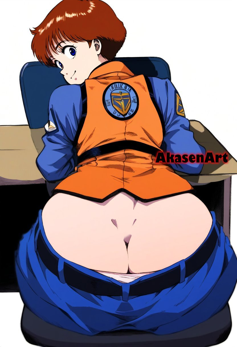 accidental_exposure ai_generated akasenart ass_cleavage ass_crack brown_hair butt_cleavage butt_crack clueless downpants fat_ass noa_izumi oblivious panty_peek panty_slip patlabor police police_officer police_uniform policewoman short_hair thong tomboy unaware wardrobe_malfunction