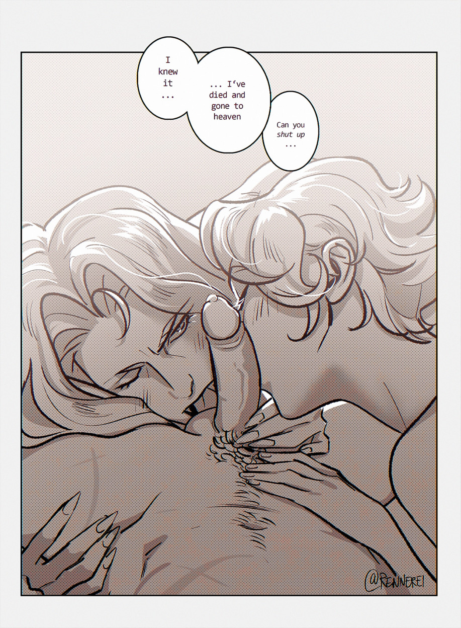1girls, 2boys, 2boys1girl, alucard (castlevania), balls sucking, bisexual, bisexual fellatio, bisexual male, bisexual sandwich, blonde hair, blowjob, blowjob pov, both sexes in same situation, brunette hair, canon couple, castlevania, castlevania (netflix), collaborative fellatio, dhampir, dialogue, erection, fellatio, female, female supporting yaoi, happy trail, licking balls, limited palette, long fingernails, long hair, long hair male, looking at another, looking at viewer, male, mmf threesome, multiple boys, penis, polyamory, pov, pov blowjob, precum, pubic hair, rhabarberei, scars, scars all over, sharp fingernails, short hair, short hair female, simple background, straight, sypha belnades, throuple, trevor belmont, vampire, yaoi
