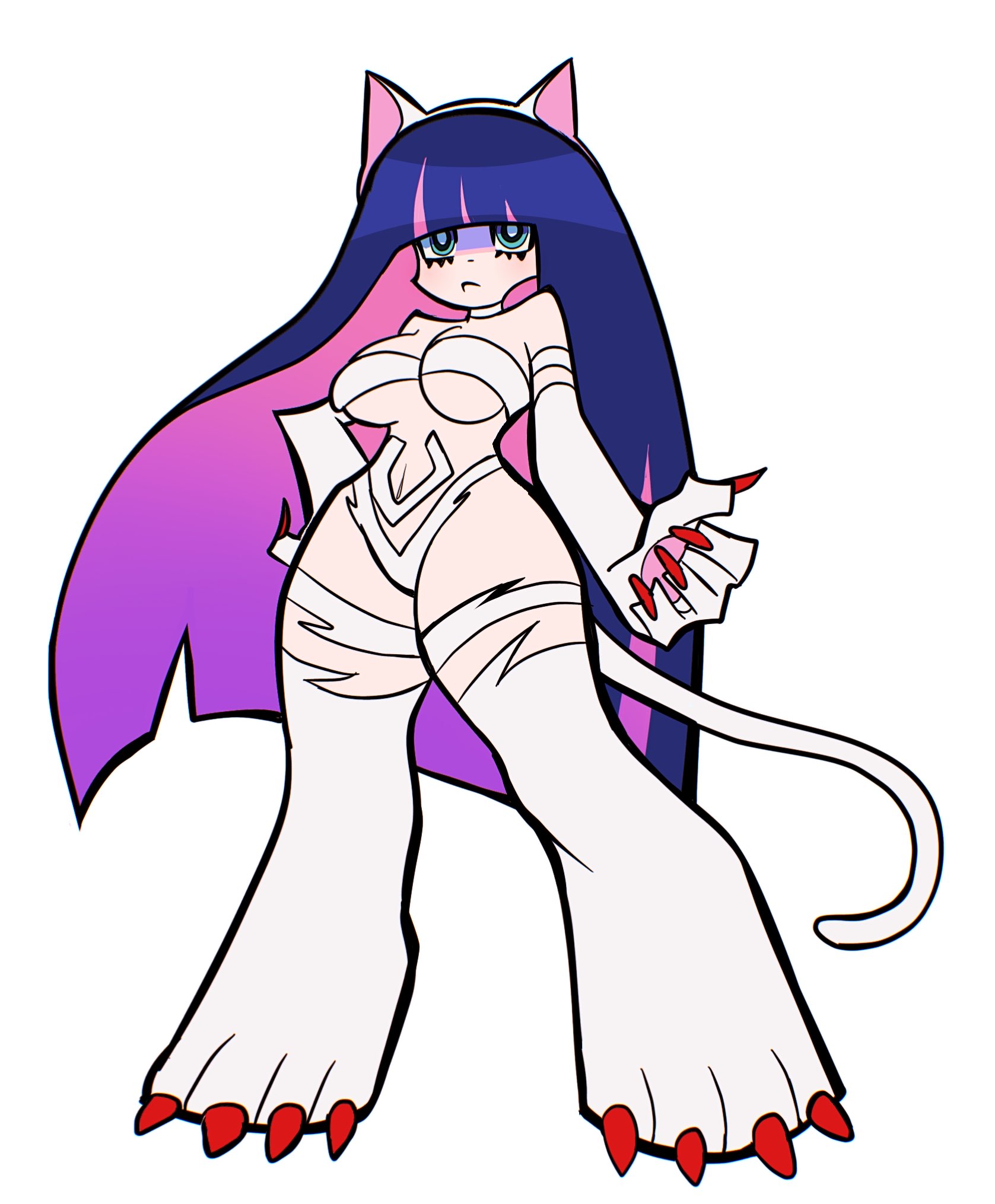 1girls, accurate art style, breasts, breasts out, cat ears, cat girl, cat tail, catgirl, claws, curvaceous, curvy, curvy figure, felicia (darkstalkers) (cosplay), female, female only, fleshpie669, huge thighs, massive thighs, medium breasts, neko, nekomimi, panty & stocking with garterbelt, stocking anarchy, thick legs, thick thighs, thunder thighs, thunderthighs, tits out, wide hips, wide thighs