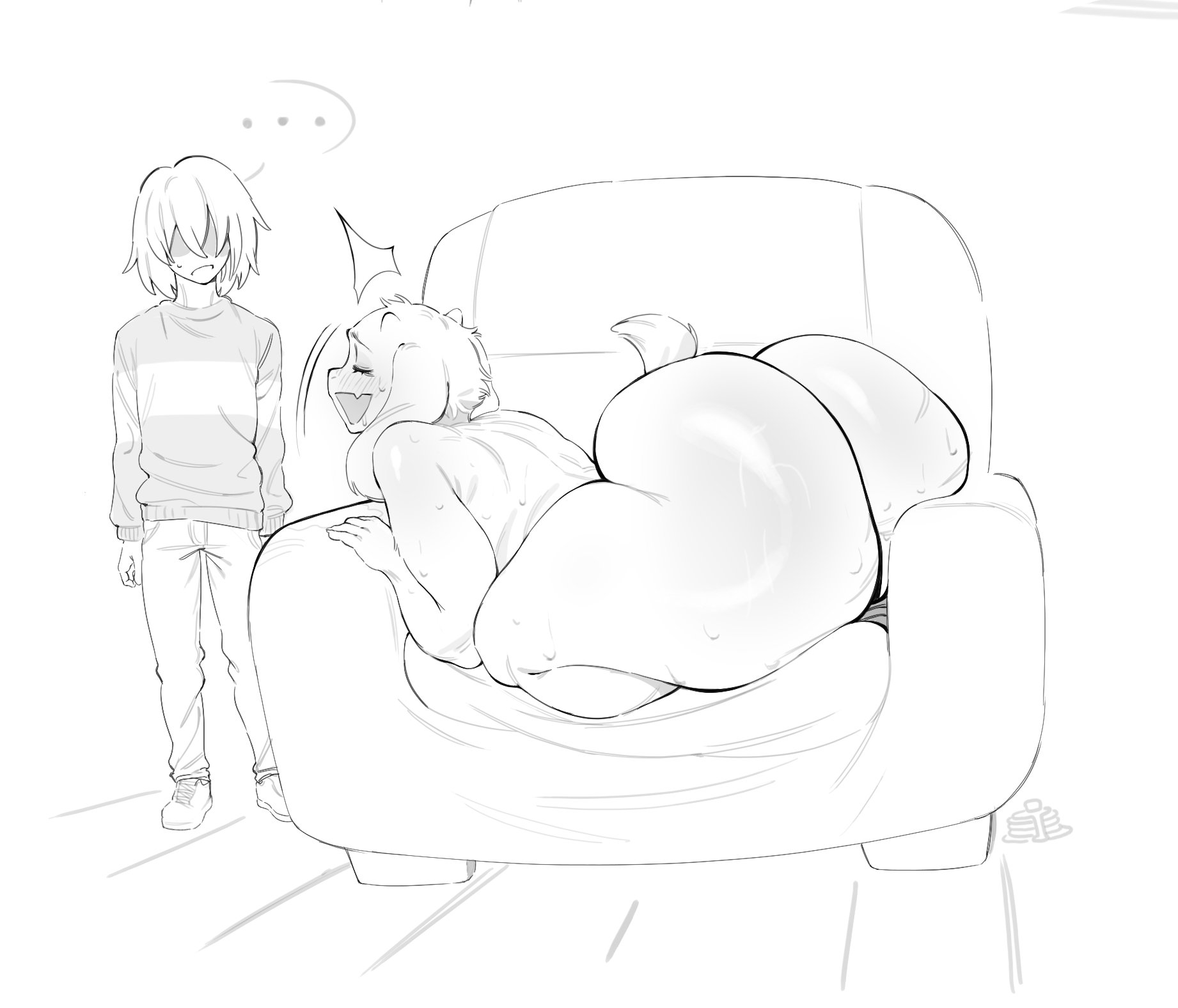 big ass, big butt, bubble ass, bubble butt, deltarune, kris (deltarune), large ass, large butt, milf, pankekes, toriel, undertale, undertale (series)