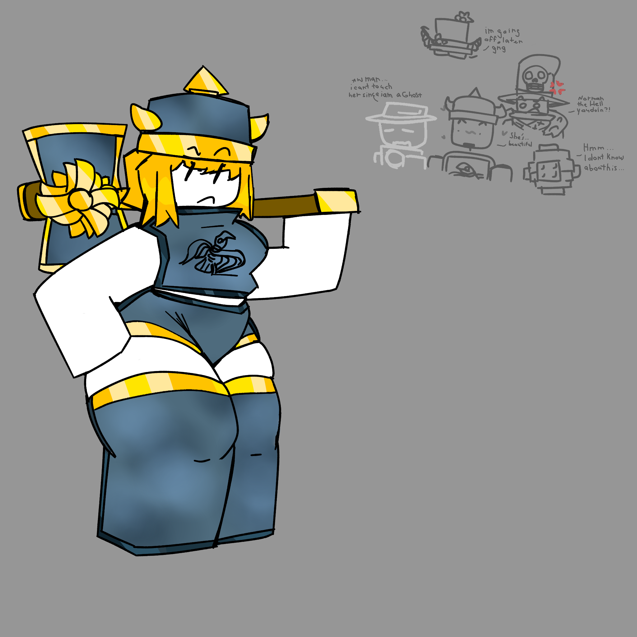 1girls, angry face, artist request, blocky body, character request, clothing, hammer, roblox, roblox game, robloxian, shortstack, tagme, the battle bricks, thick thighs, tumore, white body