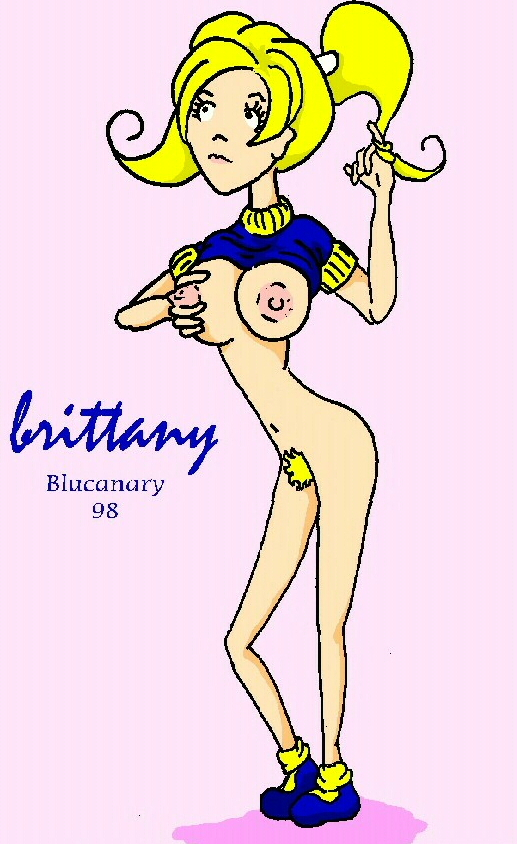 1990s 1998 20th_century areolae blonde_hair blucanary brittany_taylor clothing daria large_breasts pink_background pubic_hair tagme