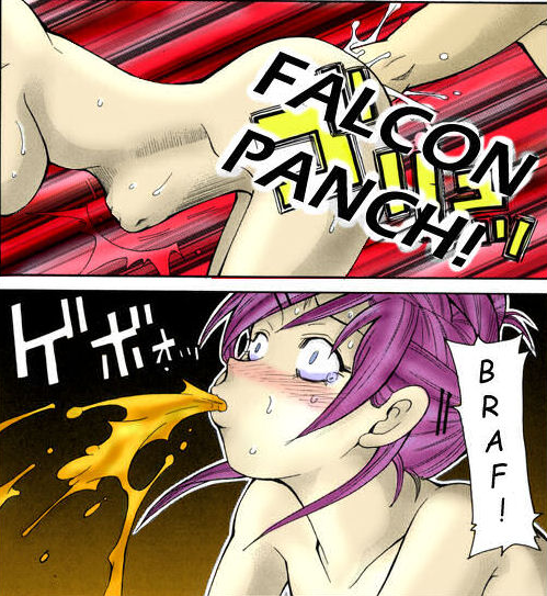 1girls captain_falcon f-zero falcon_punch female fisting meme nintendo pain super_smash_bros. vomit