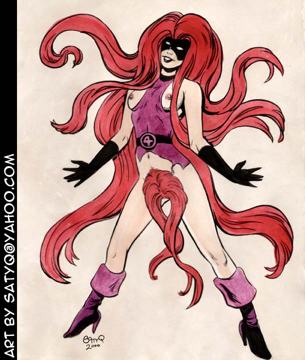 1girls 2000 breasts female female_only inhumans long_hair long_pubic_hair marvel marvel_comics medusa_(inhumans) nipples pubic_hair red_hair satyq solo straight_hair tagme unshaved_pussy what