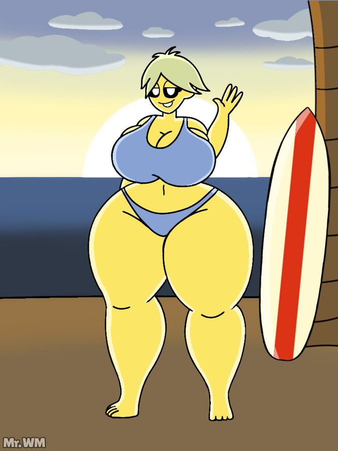 1girls ass banana banana_zombie beach beach_background bikini blue_bikini breasts chubby chubby_female fat_ass fat_butt female palm_tree sea seaside seductive seductive_look surfboard yellow_body yellow_skin zombie zombie_catchers zombiecatchers