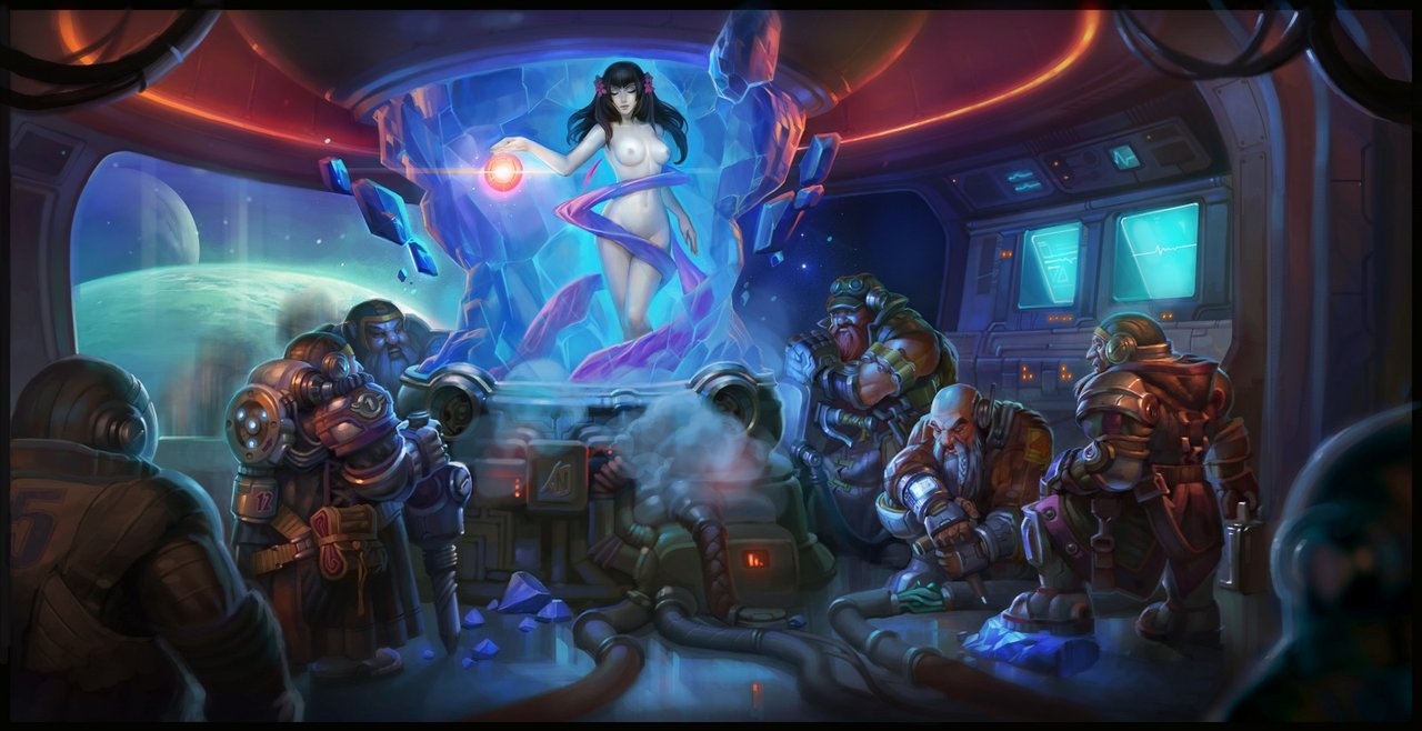 1girls 6+boys areolae black_hair breasts clothed_male_nude_female dwarf fairy_tales female future grimms'_fairy_tales light-skinned_female nikonov_aleksandr nipples nude nude_female planet science_fiction snow_white_(fairy_tales) snow_white_(grimm) space spacecraft spacecraft_interior spaceship spaceship_interior topless window