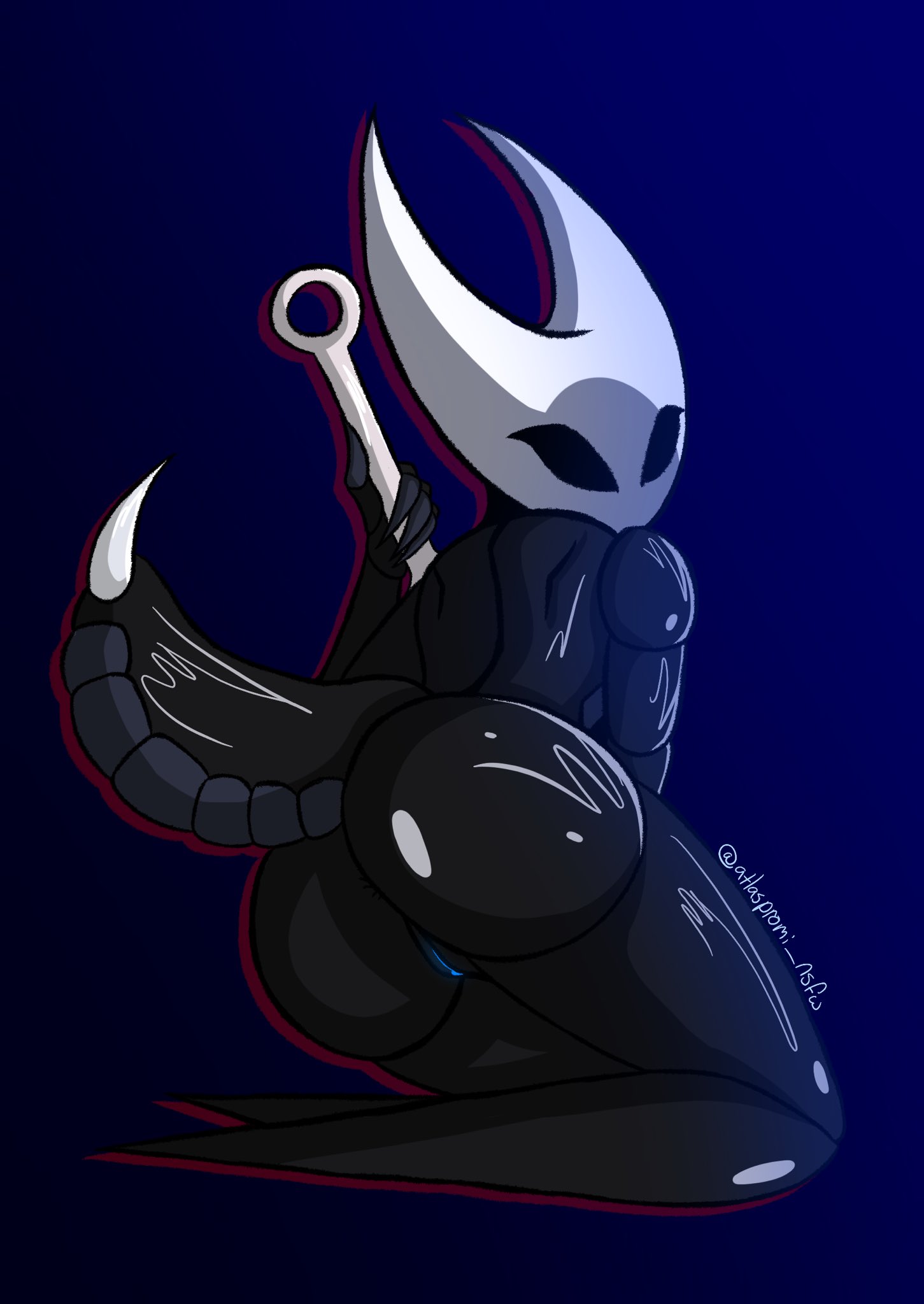 2d 2d_(artwork) arthropod arthropod_abdomen ass ass_focus atlaspromi bug hollow_knight hornet_(hollow_knight) pussy solo solo_female solo_focus spider weapon