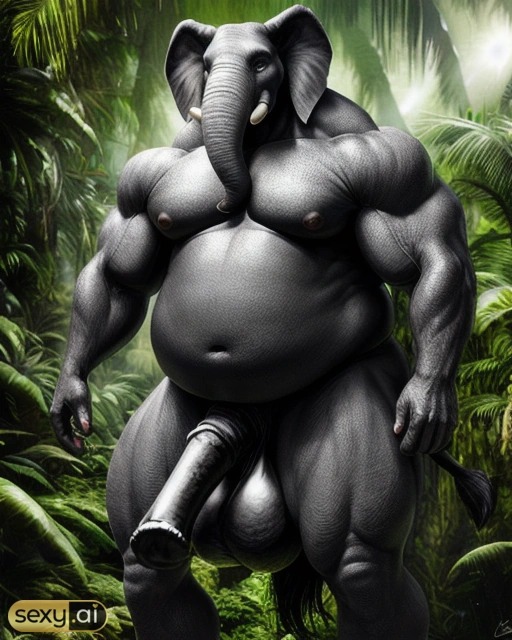 ai_generated anthro elephant elephantid fat fat_male male_only massive_balls massive_belly massive_penis monster monster_cock muscular_anthro tagme