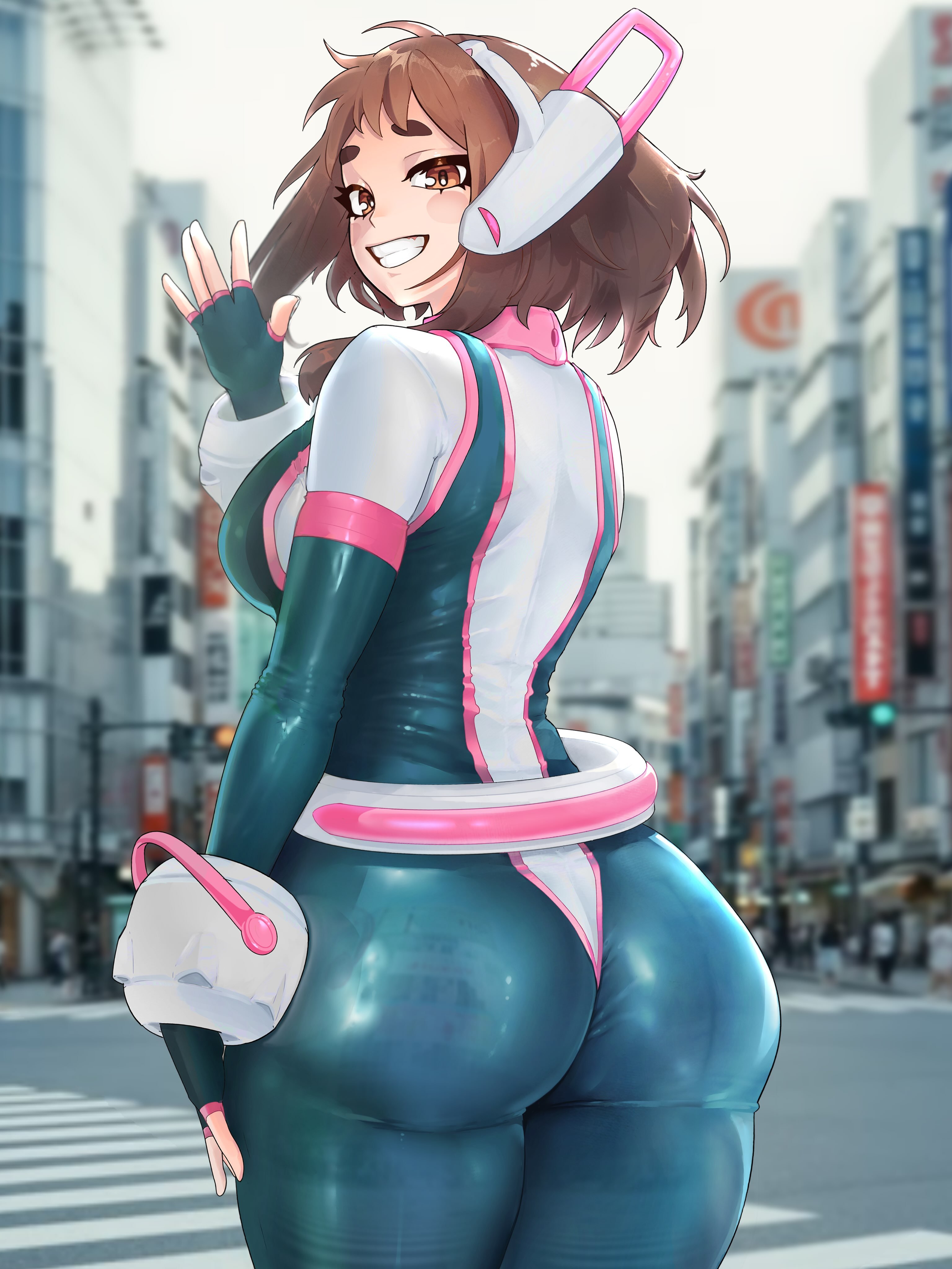 big ass, female, hero outfit (mha), my hero academia, ochako uraraka, post-timeskip, uravity, voluptuous female