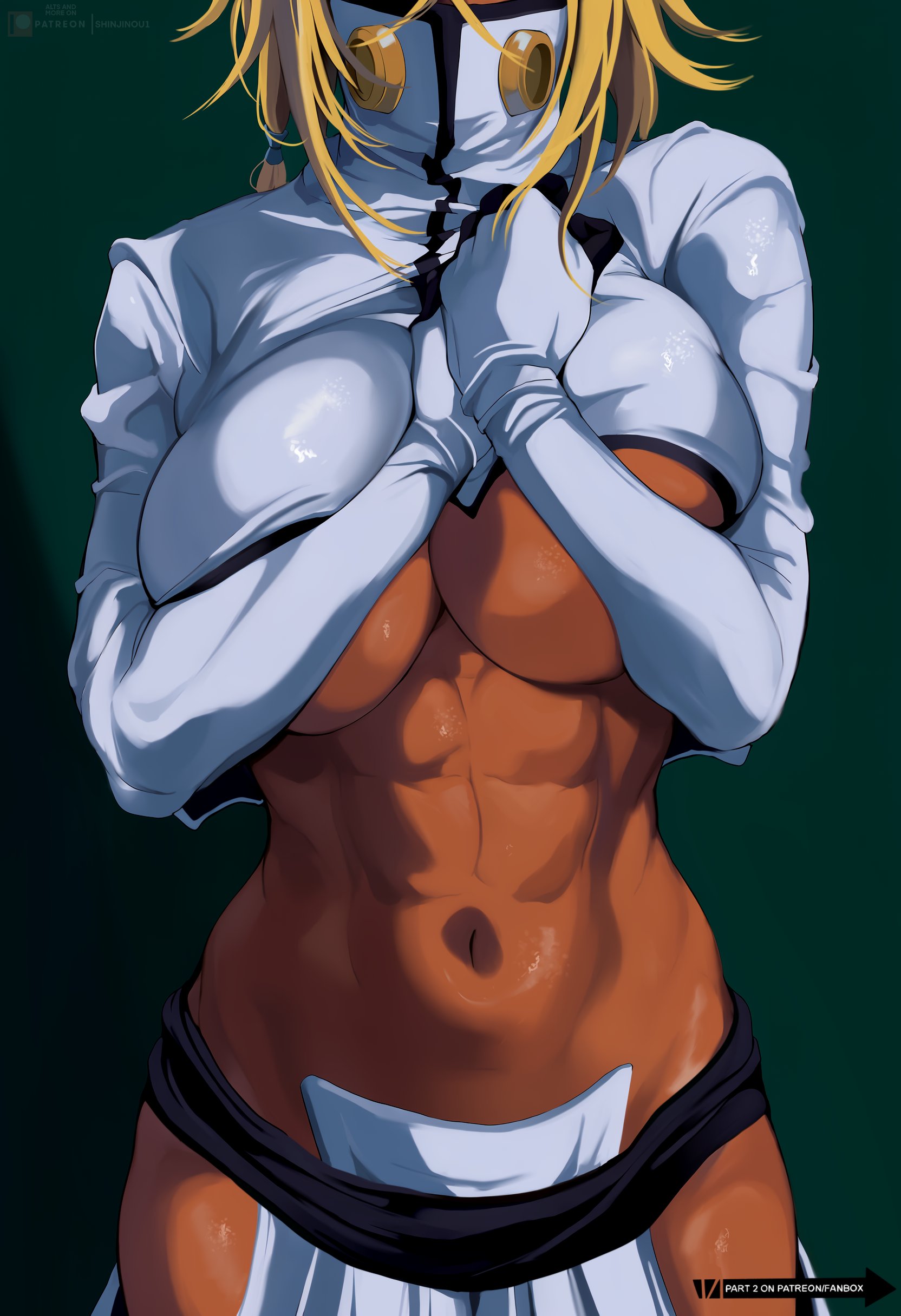 1girls, big breasts, bleach, blonde hair, breasts, dark skin, dark-skinned female, female, female only, huge breasts, large breasts, shinjinou, tia harribel, underboob