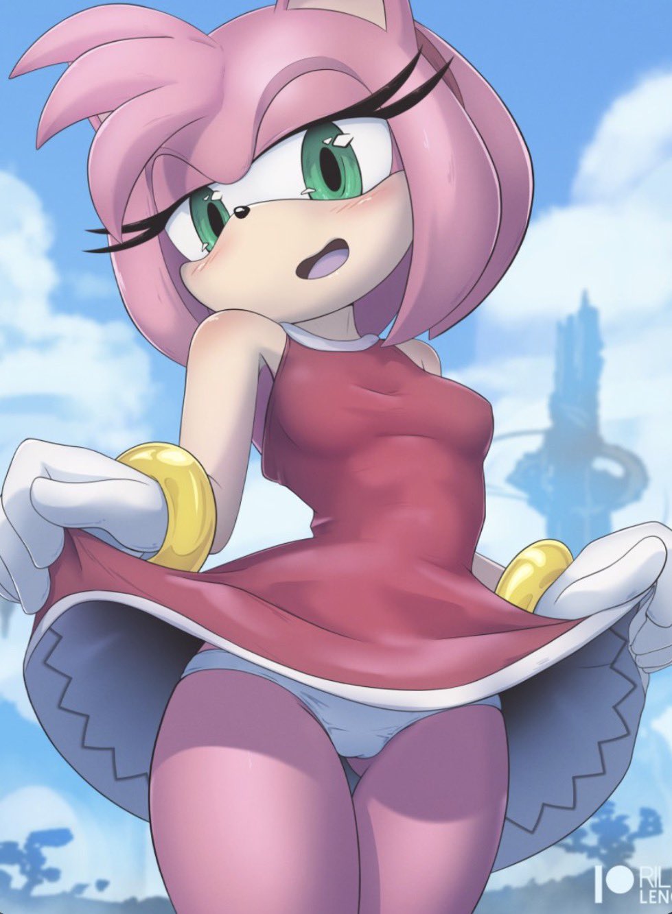 amy rose, horny female, presenting panties, sonic (series)