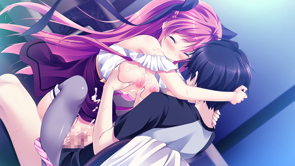 areolae blush breast_grab breasts censored closed_eyes cum cum_in_pussy female game_cg kanojo_ga_ore_ni_kureta_mono._ore_ga_kanojo_ni_ageru_mono. kojima_neneko large_breasts long_hair mosaic_censoring nipples onomatope panties panties_around_leg penis pink_panties red_hair shiratama underwear