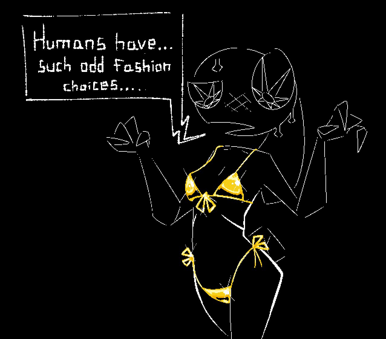 breakcoreyuri, female, female only, golden bikini, rabbit ears, rabbit girl, swimsuit, vib-ribbon, vibri